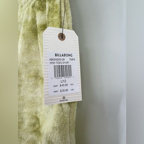 🆕 NWT Billabong Girl’s High Tides Short Tie Dye Terry Cloth Pockets Kids Large - Picture 10 of 11